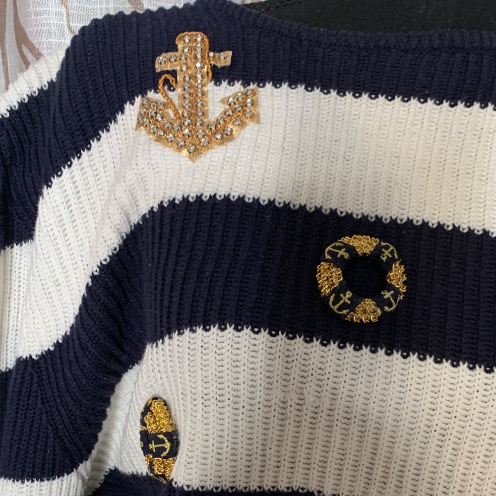 Nautical Striped Sweater in Navy and White - Picture 3 of 6